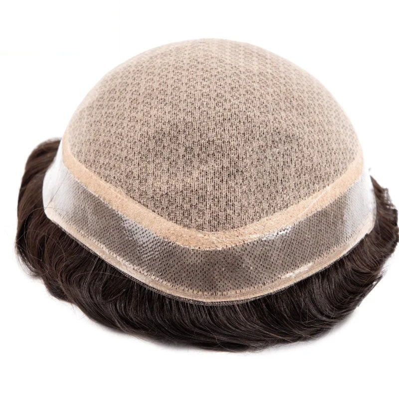 M Lace|Silk Base with Diamond Net Cover Hair System Men's Wigs For Men Toupee Men Durable 100% Natural Human Hair System Unit Male Wig 120% Density