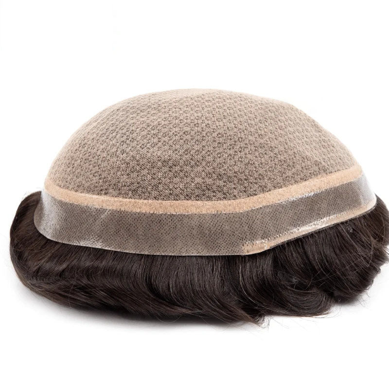 M Lace|Silk Base with Diamond Net Cover Hair System Men's Wigs For Men Toupee Men Durable 100% Natural Human Hair System Unit Male Wig 120% Density