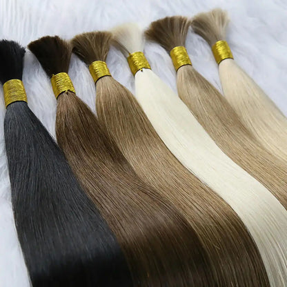 Straight Bulk Hair Human Hair For Braiding 100% Remy Human Braiding Hair Bundles No Weft 12-24Inch Bulk Hair Extensions 100g/pcs