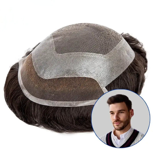 Hollywood Toupee Men Wig Swiss Lace Wigs For Men 100% Natural Human Hair Toupee Male Hair Prosthesis 120% Density