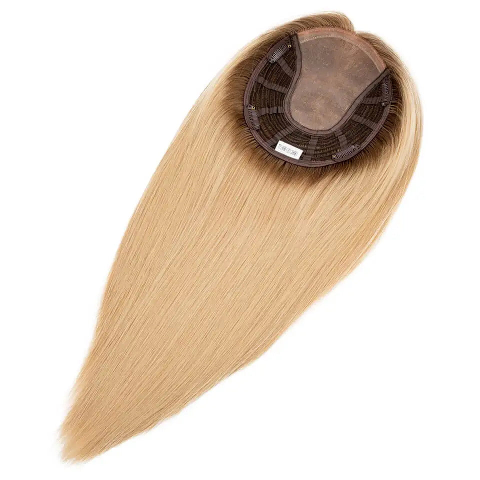 Fine Mono With Wefted In Sides And Back Base Hair Toppers For Women Blonde Women Topper Chinese Cuticle Human Hair Wigs 120% Density