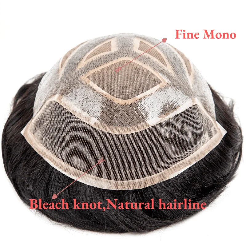 VERSALITE Male Hair Prosthesis Lace With Mono and Pu Base Breathable 100% Human Hair Toupee Men Wig 120% Density