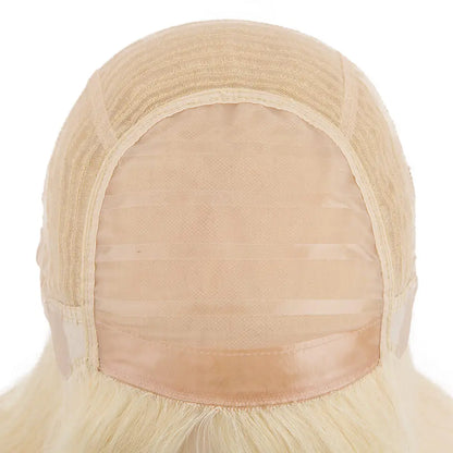 Silk Base Jewish Human Hair Wigs For Women Silk Top Wefted Sides&Back 1/8" Folded Lace And 1" Poly Coating In Front Blonde Wig