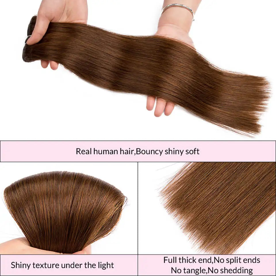 Clip In Hair Extensions Human Hair 8Pcs/set Clip Ins Straight Hair Full Head For Women 100% Remy Human Hair 12"-24'' Multi Color