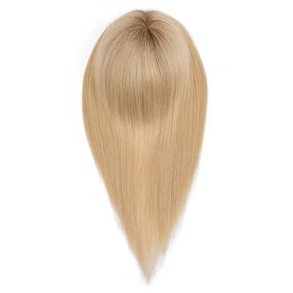 Blonde Straight Hair Toppers For Women Silk Top And PE Line Integration Wig Chinese Cuticle Women Topper Virgin Human Hairpieces 120% Density