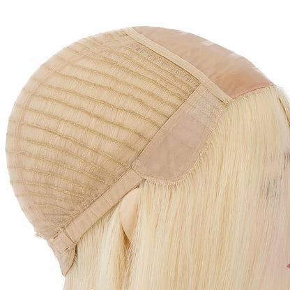 Silk Base Jewish Human Hair Wigs For Women Silk Top Wefted Sides&Back 1/8" Folded Lace And 1" Poly Coating In Front Blonde Wig