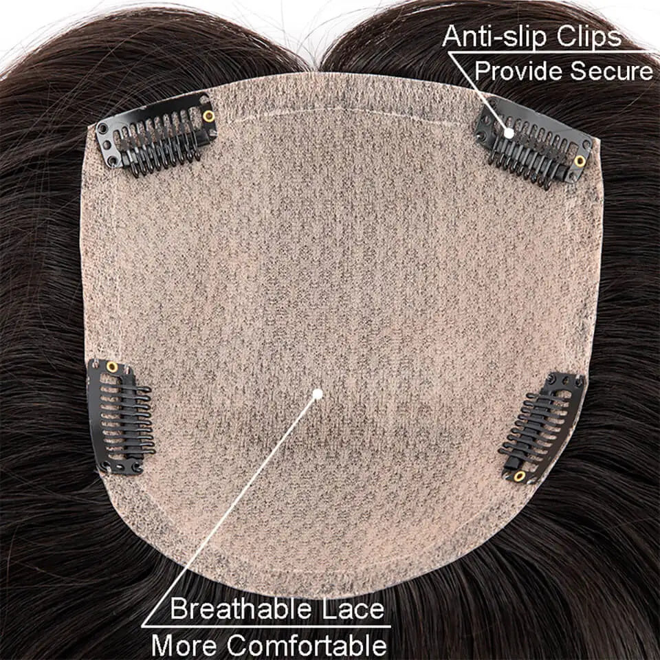 Silk Base Human Hair Topper For Women Silk Top Diamond Net Cover 4 Clips In Perimeter Straight Chinese Culticle Remy Hairpieces 100% Density