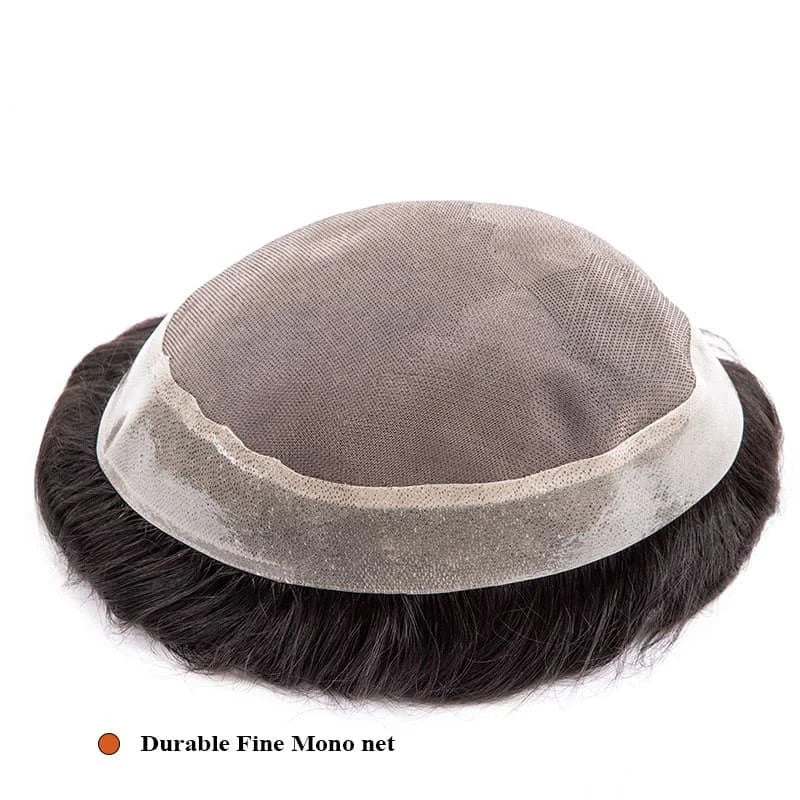 Toupee Men Mono with soft Pu around Male Hair 6" Prosthesis Breathable Men Wigs 100% Human Hair Toupee 120% Density