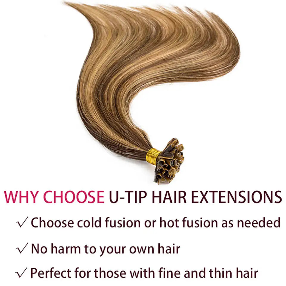 Straight Keratin Tip Hair Extensions Real Human Hair Natural Fusion U Tip Human Hair Extension Burgundy Color