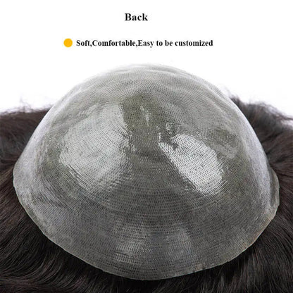 Male Hair Prosthesis 0.08mm Knotless Pu Toupee Men Durable Wigs For Men 100% Indian Hair System Unit Mens Capillary Prosthesis 130% Density