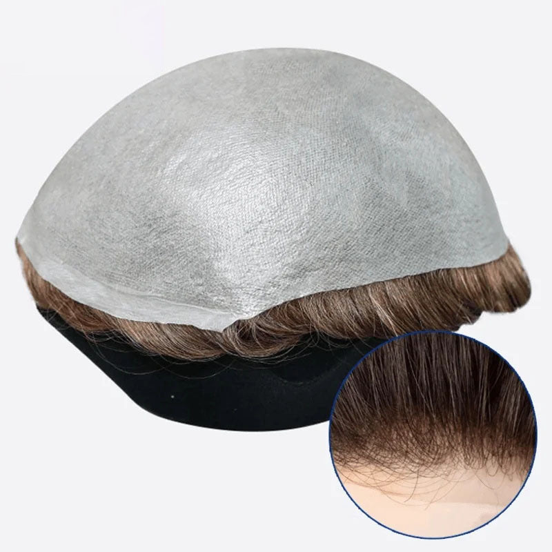 Permier Male Hair Prosthesis Ultra-Thin 0.03mm Skin Men's capillary prothesis 6" Toupee Men Wigs For Man Wig 100% Human Hair System 90% Density