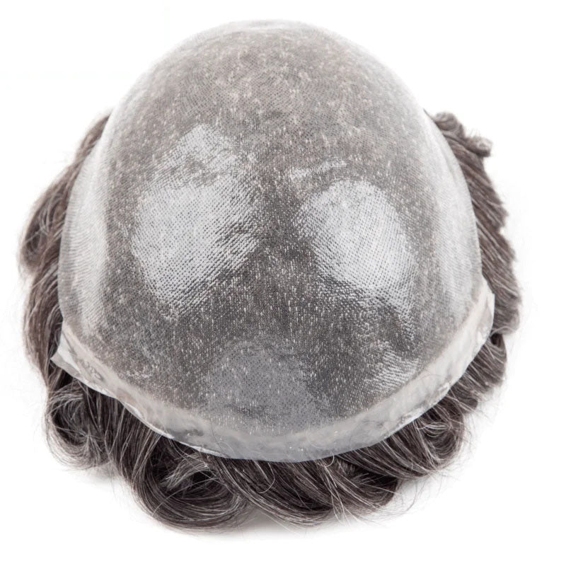 PU With Double Knots Toupee Men 0.06-0.08MM Men's System Unit 6" Men Wigs 100% Natural Human Hair  120% Density
