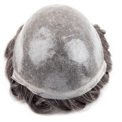 PU With Double Knots Toupee Men 0.06-0.08MM Men's System Unit 6" Men Wigs 100% Natural Human Hair  120% Density