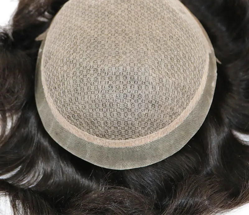 I Lace| Silk Base with Swiss Lace Front Diamond Mesh Bottom Wigs For Men Toupee Men Durable 100% Human Hair System Unit Mens Wig 120% Density