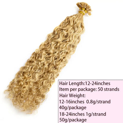 Water Wave V Tip Hair Human Hair Extensions Blonde Keratina Fusion Human Hair 12-24Inch Remy Hair Extension