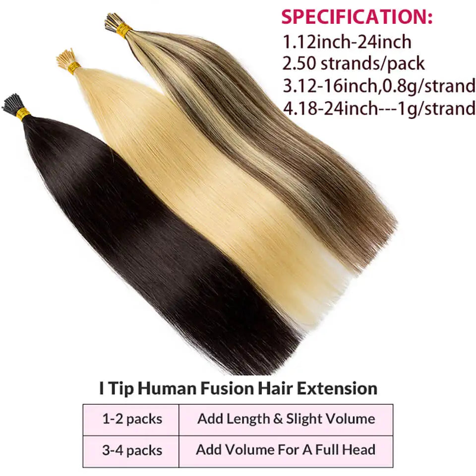 Tip Hair Extension Real Remy Human Hair Straight Keratina Tip Fusion Human Hair Extensions 12-24Inch