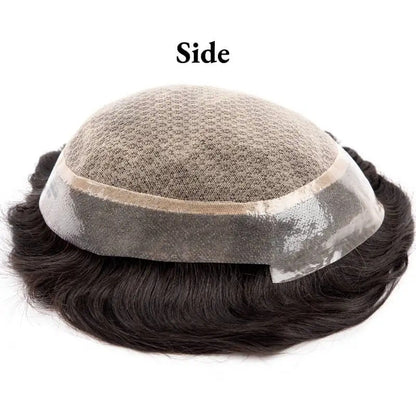 Double Layers Australia Male Hair Prosthesis Lace PU Hair Man Wig Breathable 100% Natural Human Hair Toupee for Men 120% Density