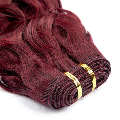 Water Wave Human Hair Bundles Weave in Double Weft Remy Hair Hairpieces for Women Human Hair Extensions Burgundy 100g/pcs