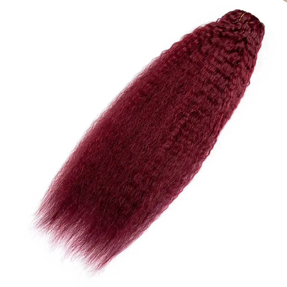 Kinky Straight Clip Ins Hair Extension Human Hair 12-24Inch Burgundy Color Lace Clip In Hair 7pcs/set Remy Human Hair Extensions