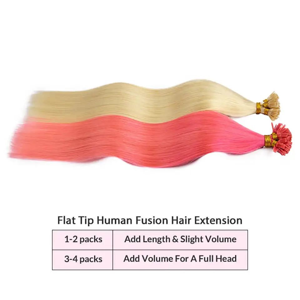 Keratin Flat Tip Hair Extensions Real Human Hair 50Pcs/Set Straight Fusion Human Hair Extension Multi-Color