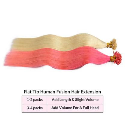 Keratin Flat Tip Hair Extensions Real Human Hair 50Pcs/Set Straight Fusion Human Hair Extension Multi-Color