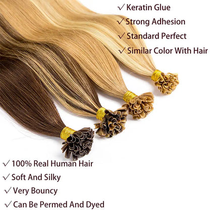 Straight Keratin Tip Hair Extensions Real Human Hair Natural Fusion U Tip Human Hair Extension Burgundy Color