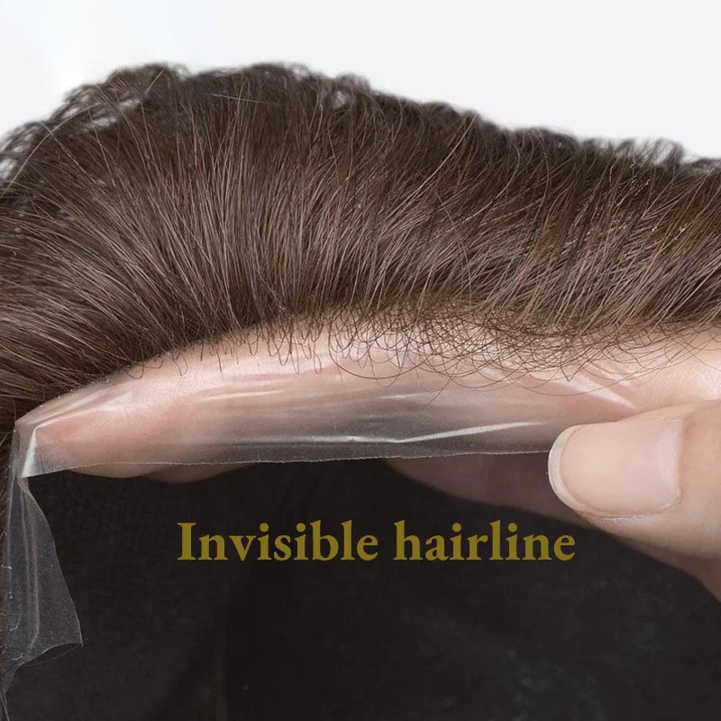 Permier Male Hair Prosthesis Ultra-Thin 0.03mm Skin Men's capillary prothesis 6" Toupee Men Wigs For Man Wig 100% Human Hair System 90% Density