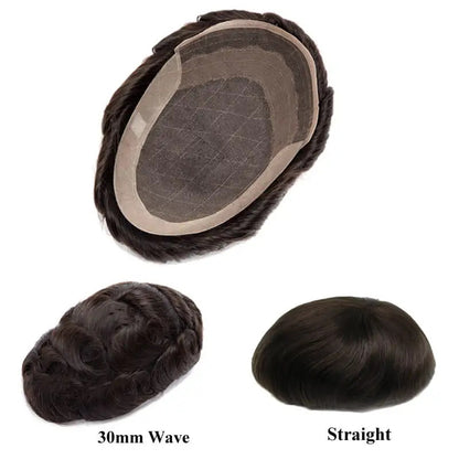 OCT Male Hair Prosthesis For Men Natural Human Hair Man Wig Lace and Pu Toupee Wigs Men 130% Density Male Wig