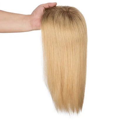 Fine Mono With Wefted In Sides And Back Base Hair Toppers For Women Blonde Women Topper Chinese Cuticle Human Hair Wigs 120% Density