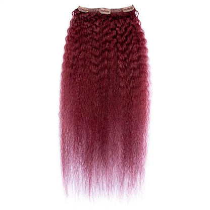 Kinky Straight Clip Ins Hair Extension Human Hair 12-24Inch Burgundy Color Lace Clip In Hair 7pcs/set Remy Human Hair Extensions