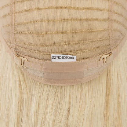 Silk Base Jewish Human Hair Wigs For Women Silk Top Wefted Sides&Back 1/8" Folded Lace And 1" Poly Coating In Front Blonde Wig