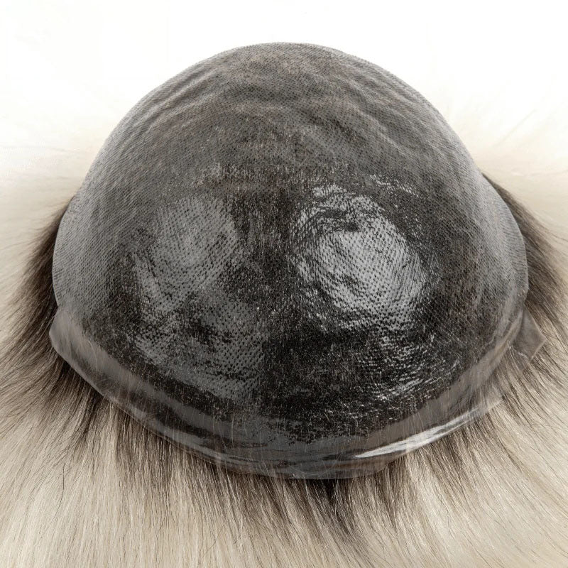 Men's Capillary Prothesis 0.08MM Double Knotted Toupee Men Durable Male Hair Prosthesis 100% Natural Human Hair Wigs For Man 120% Density