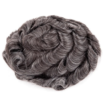 PU With Double Knots Toupee Men 0.06-0.08MM Men's System Unit 6" Men Wigs 100% Natural Human Hair  120% Density