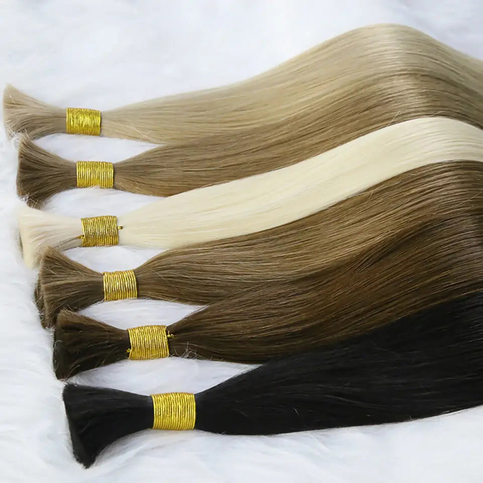 Straight Bulk Hair Human Hair For Braiding 100% Remy Human Braiding Hair Bundles No Weft 12-24Inch Bulk Hair Extensions 100g/pcs