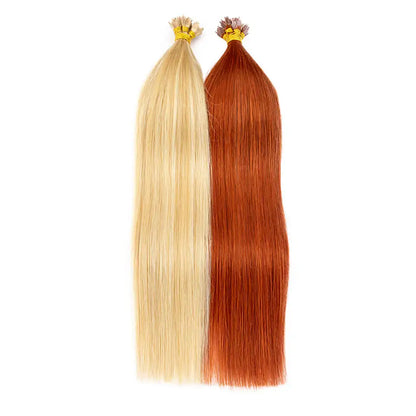 T Tip Hair Extensions Fusion Human Hair 12"-24" Keratin Straight Remy Human Hair Extension