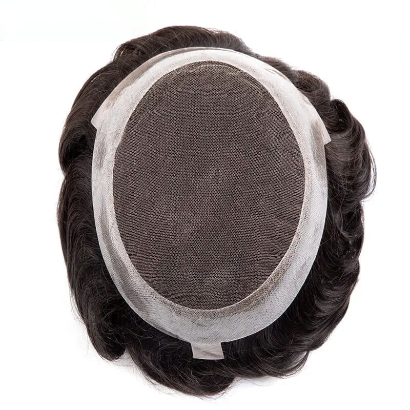 Swiss Australia Toupee Men Swiss Lace and Knotted PU Wig For Men Hair Replacement Unit 6“ Male Hair Prosthesis Systems Unit 120% Density