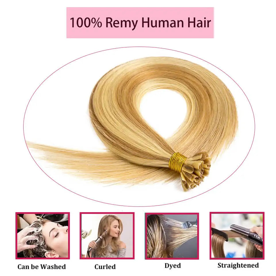 Straight Keratin Tip Hair Extensions Real Human Hair Natural Fusion U Tip Human Hair Extension Burgundy Color