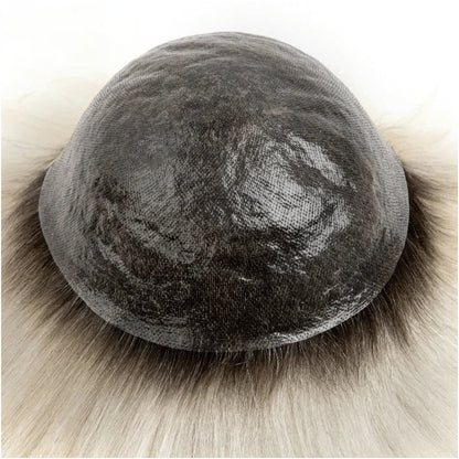 Men's Capillary Prothesis 0.08MM Double Knotted Toupee Men Durable Male Hair Prosthesis 100% Natural Human Hair Wigs For Man 120% Density