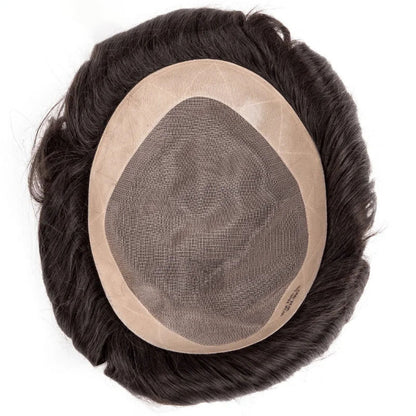 Men Toupee Mono Men Wig 130% Density 100% Human Hair Durable Male Hair Prosthesis Toupee Men 6" Hair Replacement System For Men