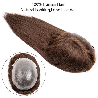 Durable Knotted Skin Base Hair Toppers For Women Long Straight Women Topper 100% Chinese Culticle Remy Human Hair Wigs Hairpiece 120% Density