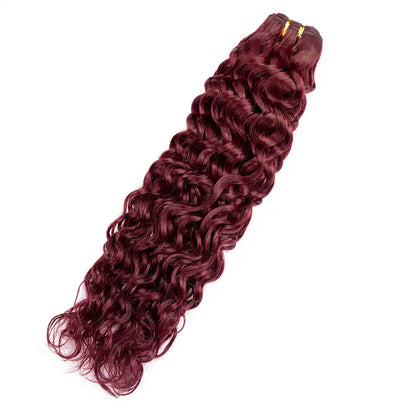 Water Wave Human Hair Bundles Weave in Double Weft Remy Hair Hairpieces for Women Human Hair Extensions Burgundy 100g/pcs