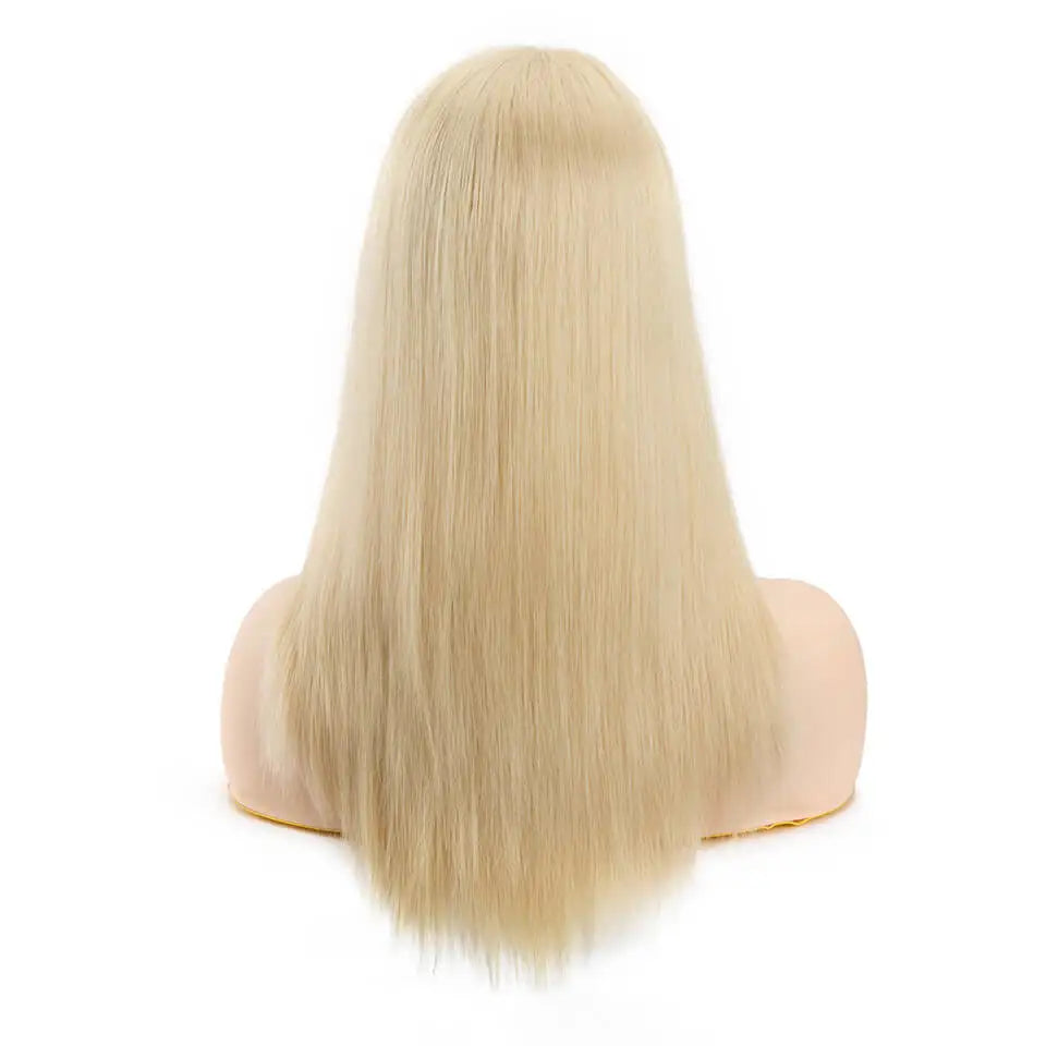 Silk Base Jewish Human Hair Wigs For Women Silk Top Wefted Sides&Back 1/8" Folded Lace And 1" Poly Coating In Front Blonde Wig